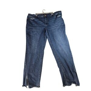 Seven7 Jeans Womens Size 26 Blue Wash Denim Cropped Flare Split Hem Jeans